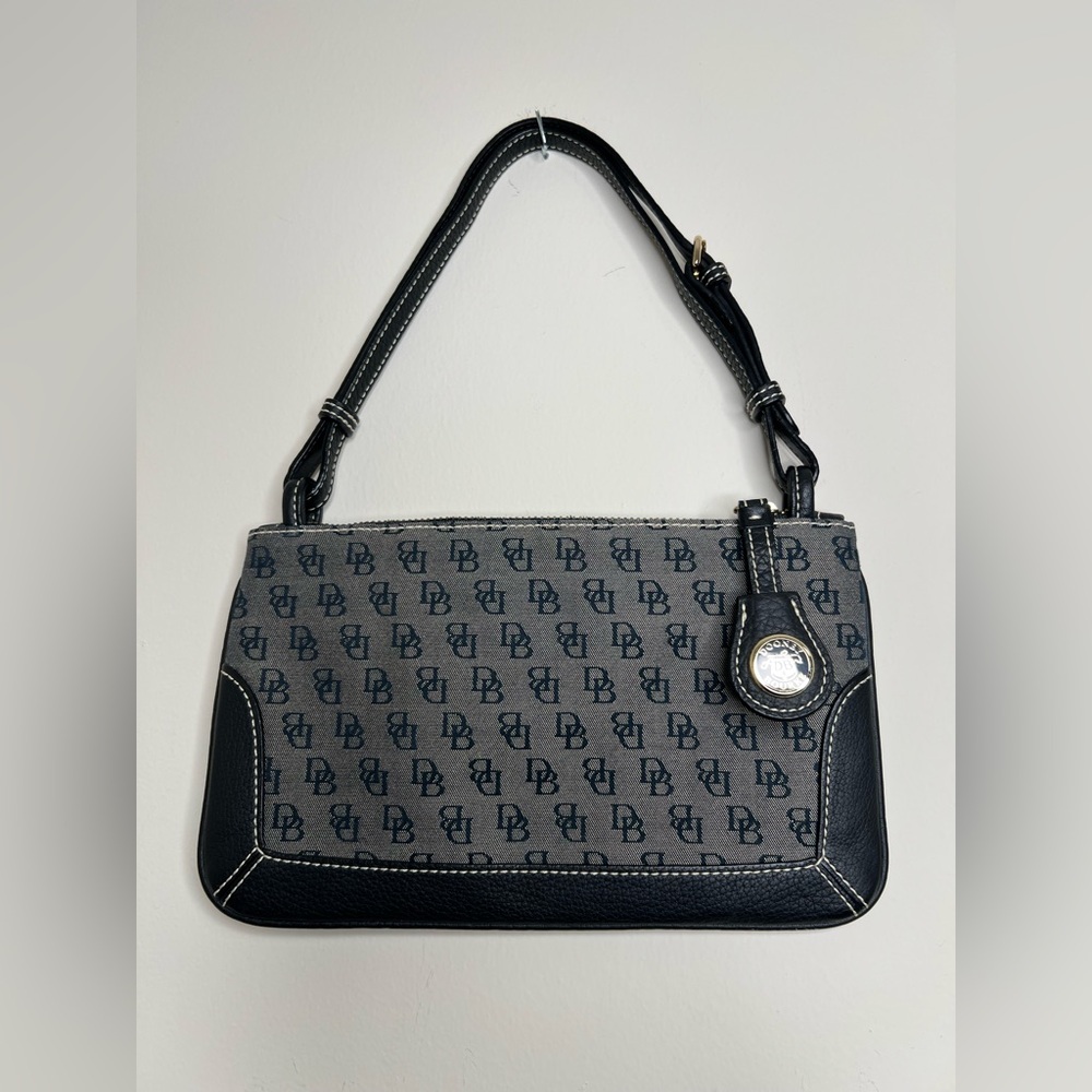 Vintage Dooney & Bourke Black and Gray Logo Shoulder Bag